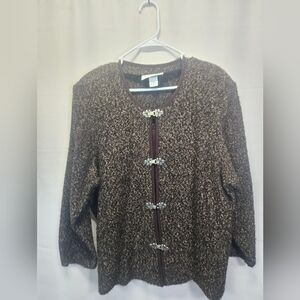 Vintage CD Daniels Brown Tweed Sweater Jacket with Silver Clasp